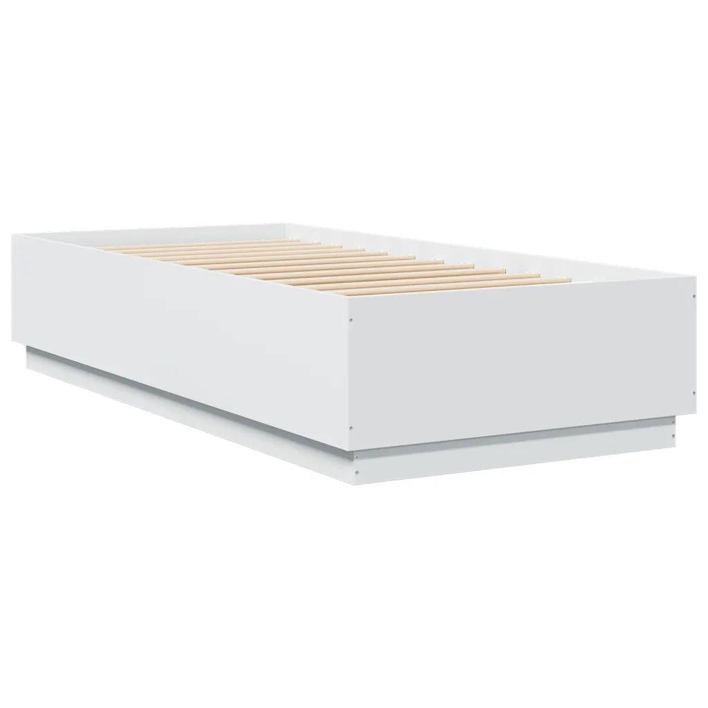 Giroletto con Luci LED-Struttura Letto Bianco 100x200 cm in Legno Massello 908747