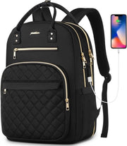 Tas per Laptop 17.3 pollici - Nero a motivi - Porta USB per ricarica - 47 x 33 x 15 cm - Molto spazio di stoccaggio - 35 L - Borsa per ufficio, scuola, lavoro, viaggio