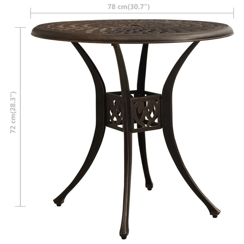 Tavolo da Giardino Bronzo 78x78x72 cm in Alluminio Pressofuso 315582