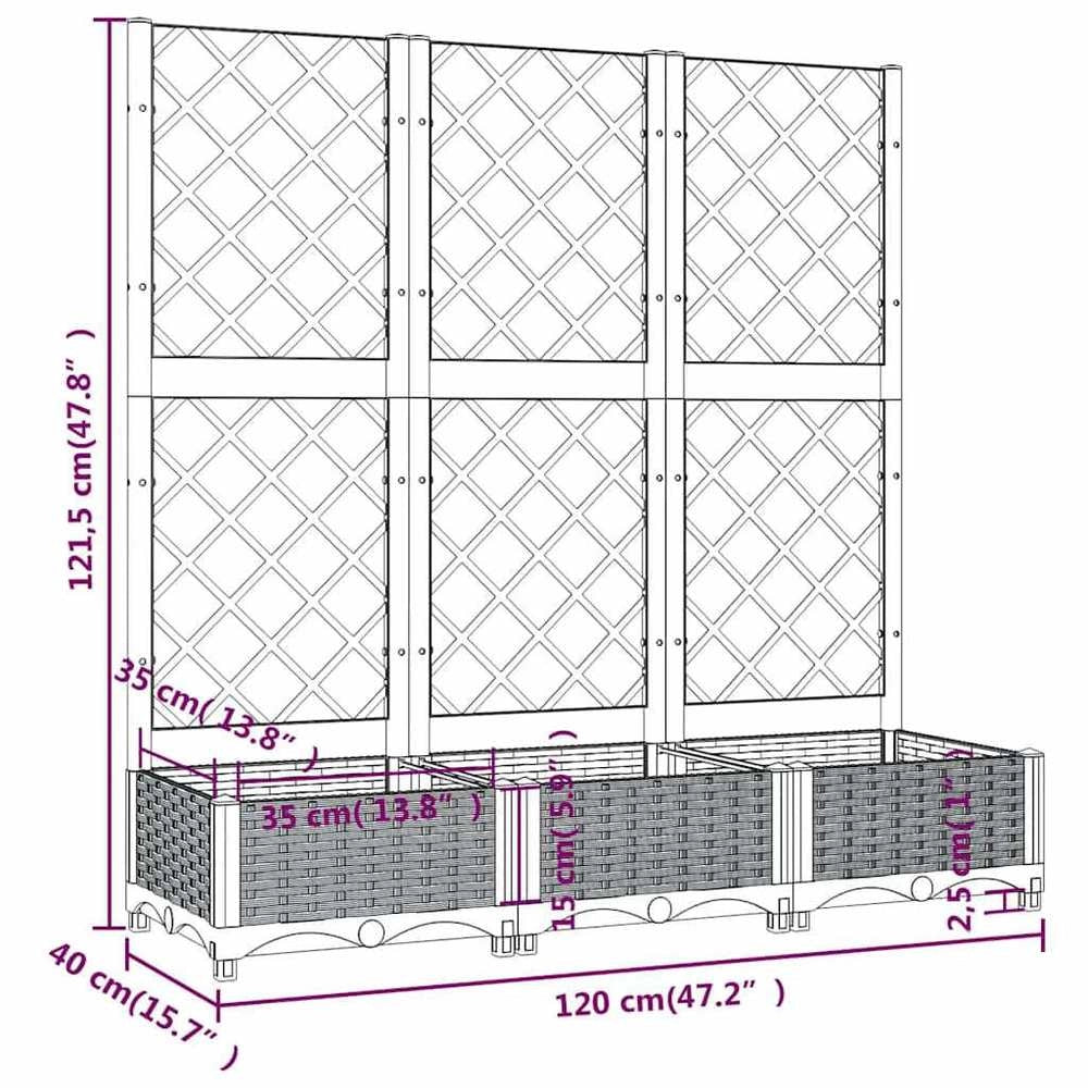 Plant Pot With Trellis, Blue-grey, 120x40x121.5 Cm, PP