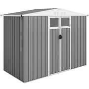 Capanno da Giardino 246x117x180 cm Porta Attrezzi con 2 Porte in Acciaio Zincato Grigio Chiaro