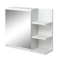 kleankin Specchiera Bagno a Parete con Anta e 3 Ripiani Laterali in Legno, 60x18x50cm, Bianco