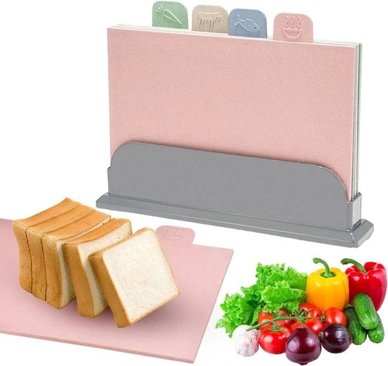 Set di 4 Tavoli da Cucina con Alloggio - Tavoli da Cucina Codificati per Colore - Sicuri per il Lavastoviglie - Icone Alimentari

Modello: 123456
 Materiale: Legno
 Dimensioni: 30x20 cm
 Colore: Verde, Blu, Giallo, Rosso