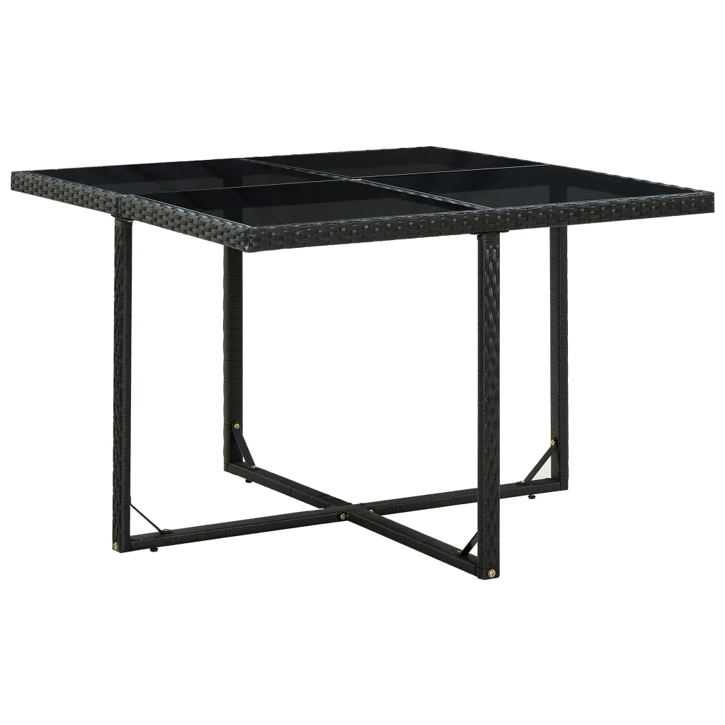 Set da Pranzo da Giardino 5 pz con Cuscini in Polyrattan Nero  cod mxl 34895