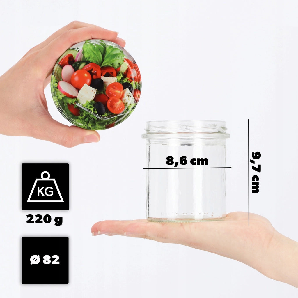 Barattoli di vetro KADAX Avila 350ml 50pz 82mm + coperchi "Fruit Mix"