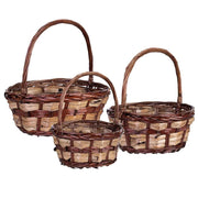 Set 3 cesti in vimini marrone 34x34x15h/37hh - 28x28x14h/32hh - 23x23x12h/28hh
