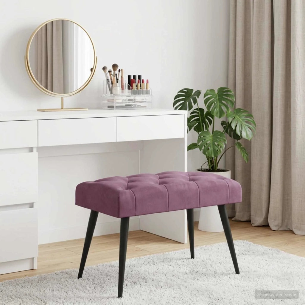 Panchina con bottoni imbottiti Viola 60 x 40 x 45 cm Velluto 42038556