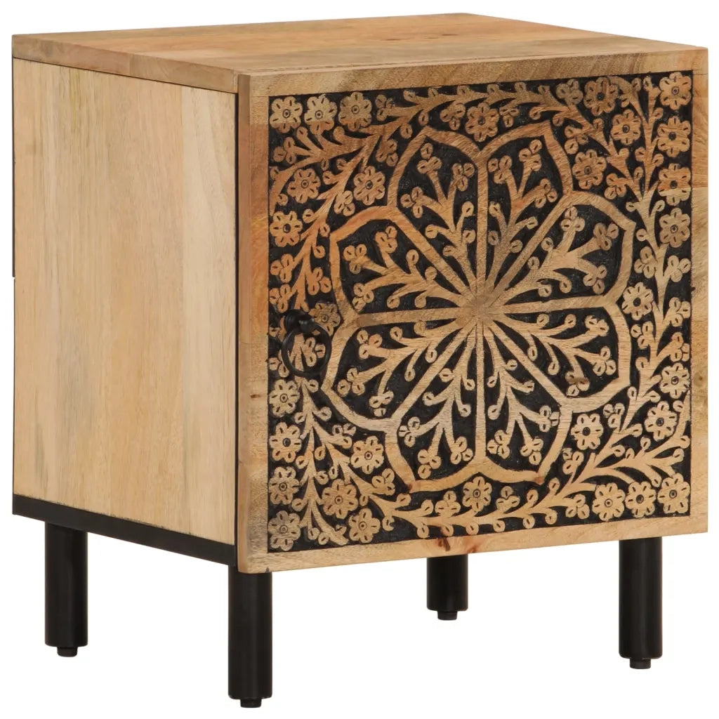 Comodini 2pz-Set di 2 Tavolino da notte 40x33x46 cm in Legno Massello di Mango 877397