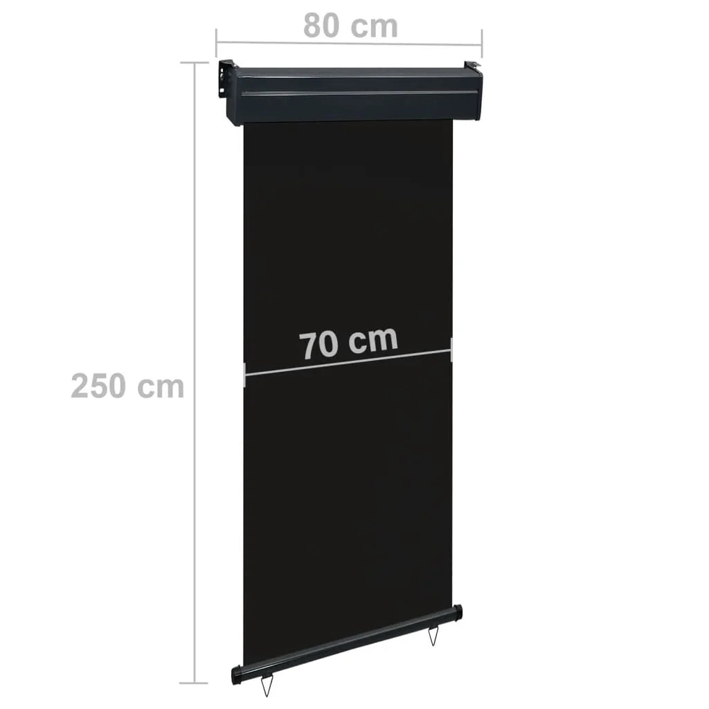 Tenda da sole laterale retrattile/schermo privacy per patio giardino terrazza balcone 80 x 250 cm nero 02_0007042