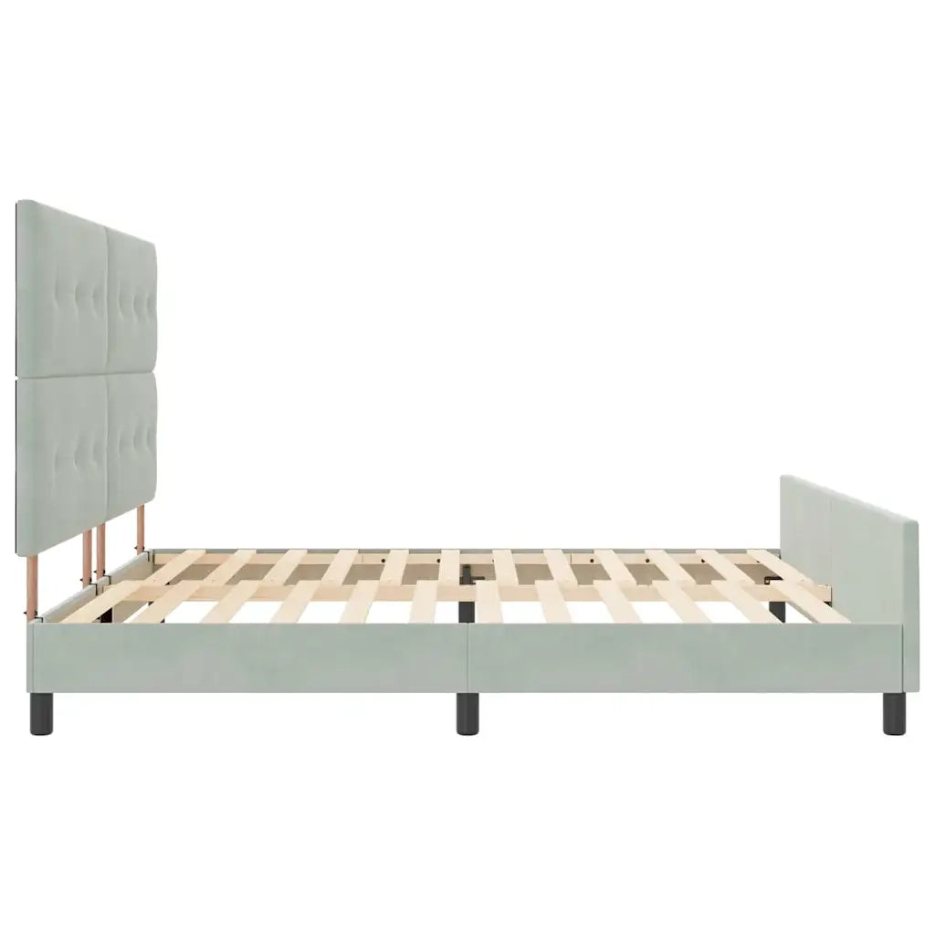 Letto a molle con testiera Grigio chiaro 200 x 200 cm Velluto 3344963