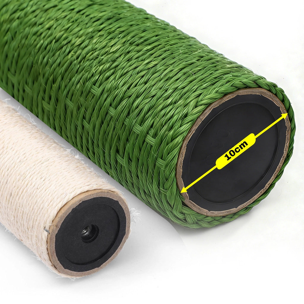 Albero tiragraffi per gatti a forma di cactus, 90 cm, con pali in sisal da 10 cm e protezione antiribaltamento, verde