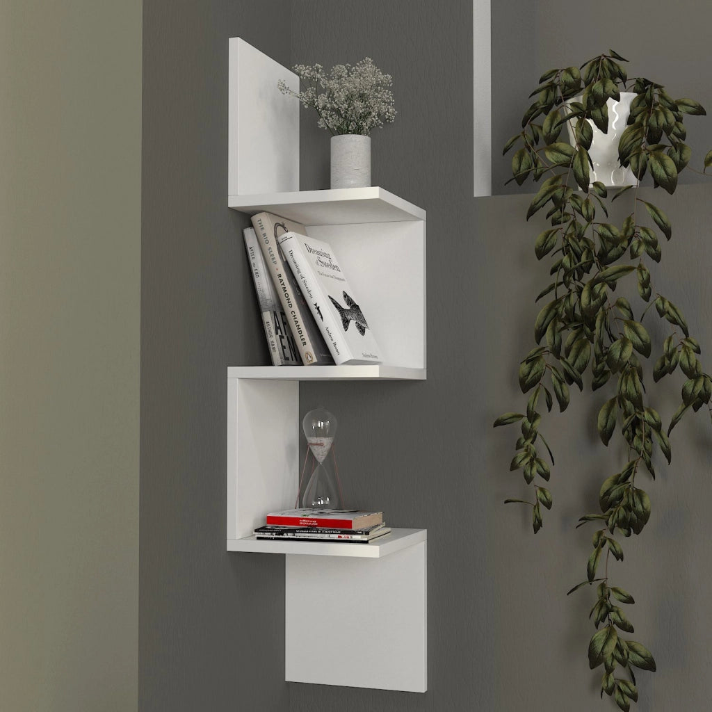 Mensola da parete in legno "Corner" - 25 x 25 x 105 cm - Bianco