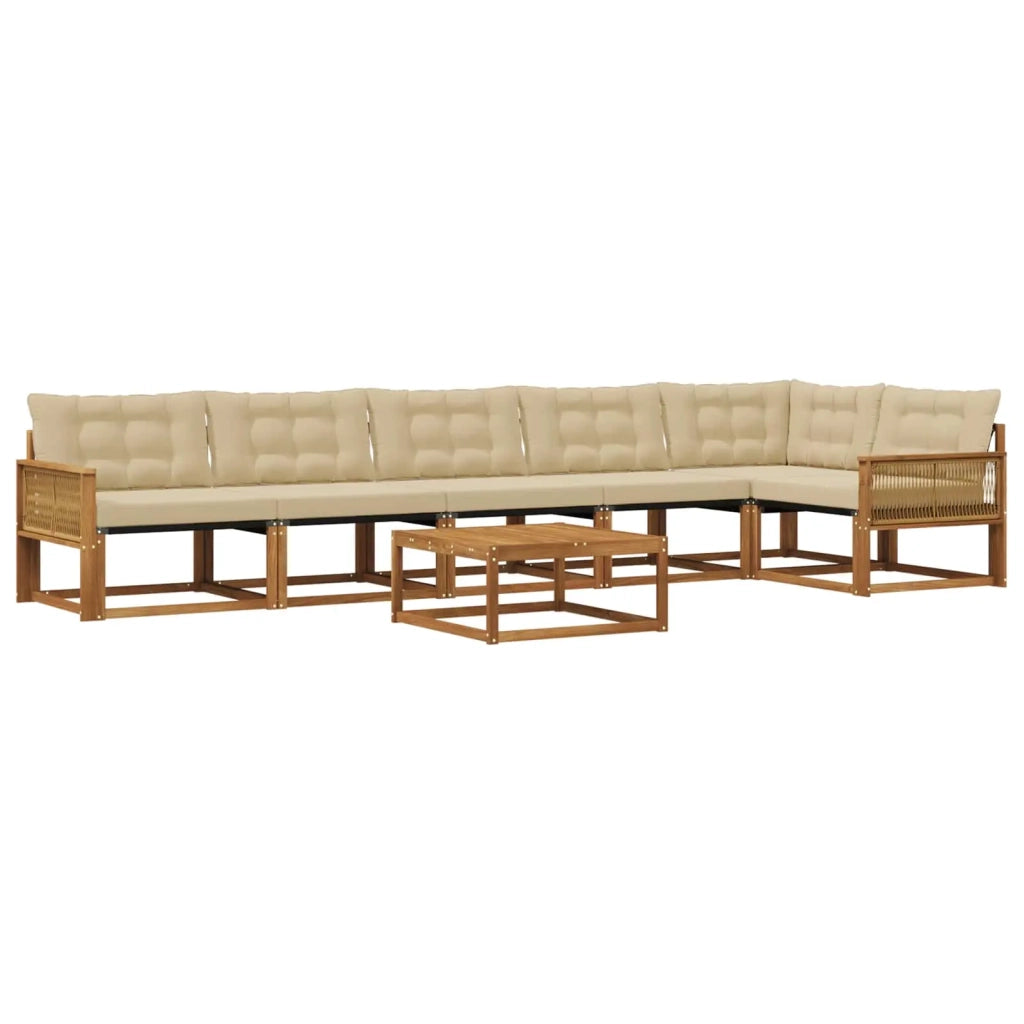 Set di divani da esterno con cuscino 7 pcs Naturale e Beige 3381477