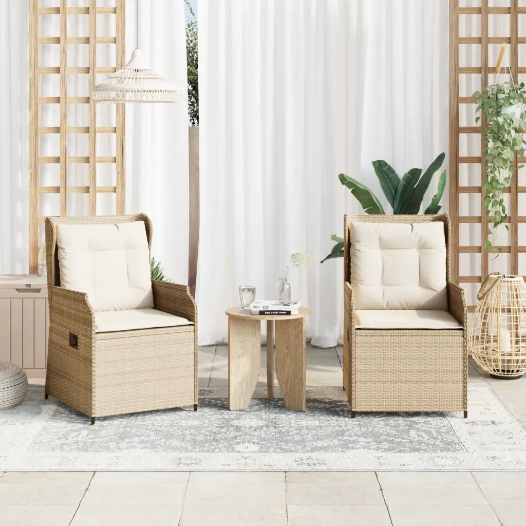 vidaXL Sedie Reclinabili da Giardino 2pz con Cuscini Beige Polyrattan