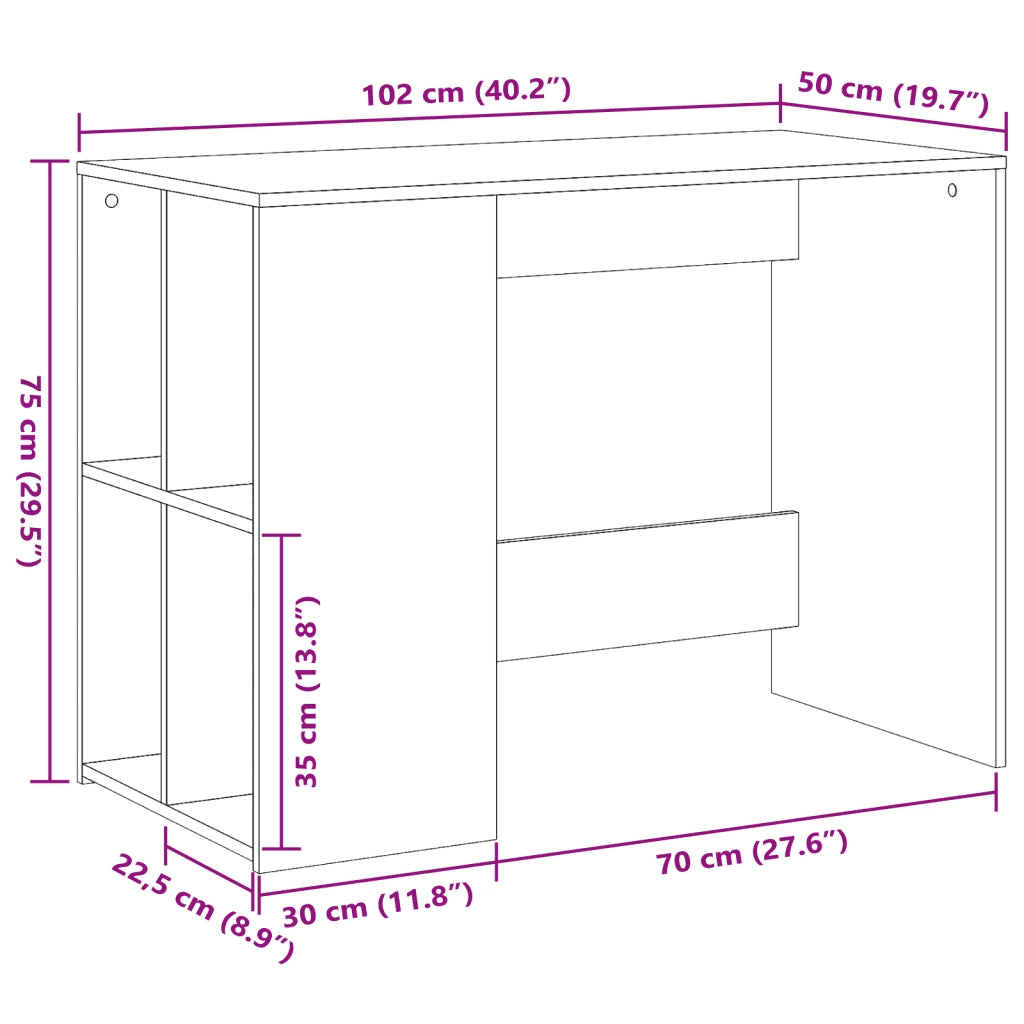 Scrivania Grigio Cemento 102x50x75 cm in Legno Multistrato