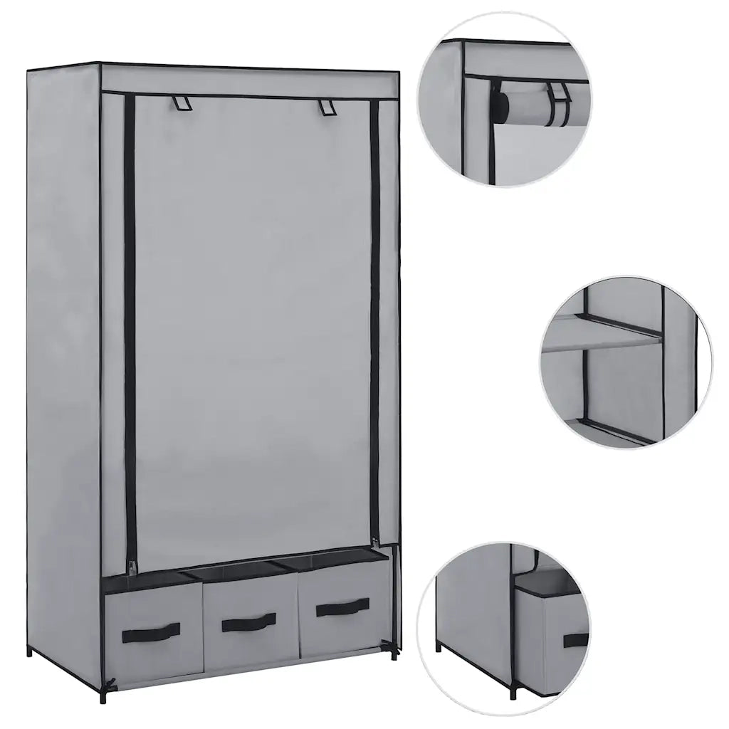 Armadio Grigio 87x49x159 cm in Tessuto 282460