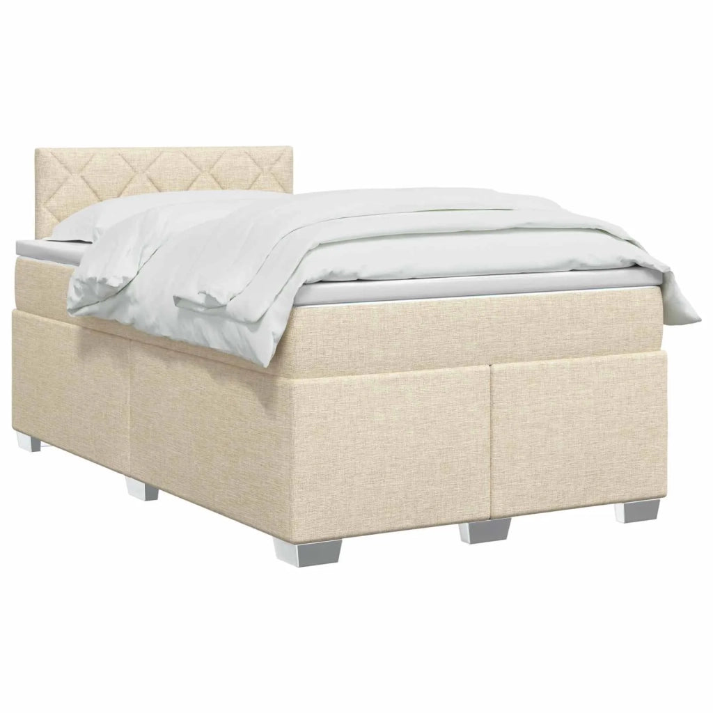 Letto box spring con materasso Crema 120 x 190 cm Tessuto 3450444