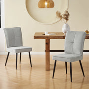 Set di 2 sedie da pranzo con rivestimento in ciniglia a motivo pied de poule e gambe in metallo nero grigio chiaro