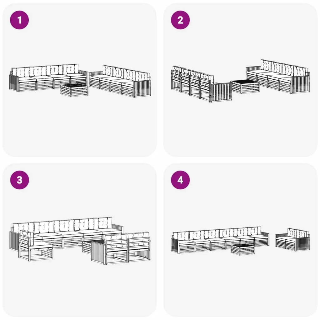 Set di divani da esterno 9 pz Bianco e Antracite Poliestere 3390242