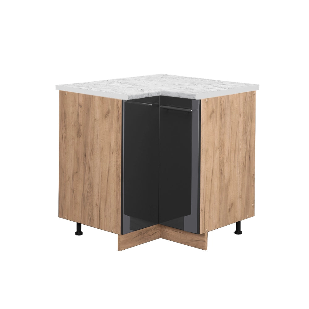 Mobile ad angolo cucina Fame-Line Antracite lucido/Rovere dorato 80.5 cm, PL Marmo Vicco