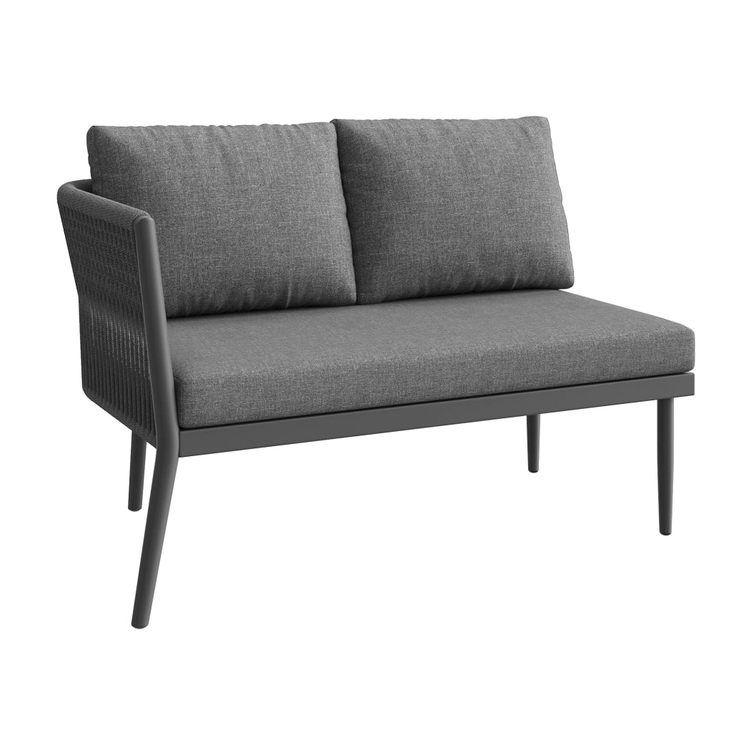 Set salotto da giardino modulare; schienale ergonomico; metallo e olefina grigio