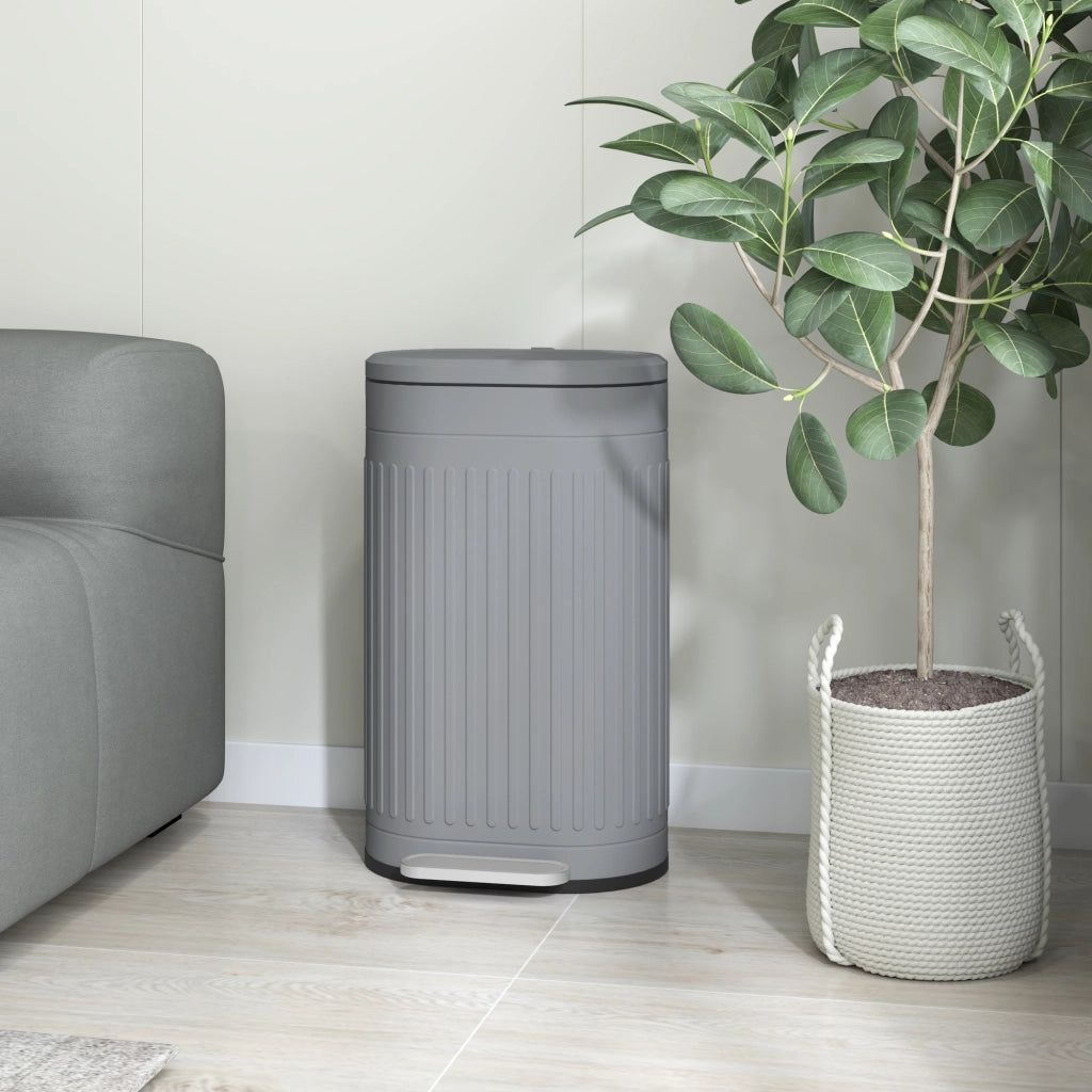 Cestino Pedale 30L con Coperchio e Inseritore ¨C Zephmum ¨C Grigio 36,5x31,2x60,8 cm