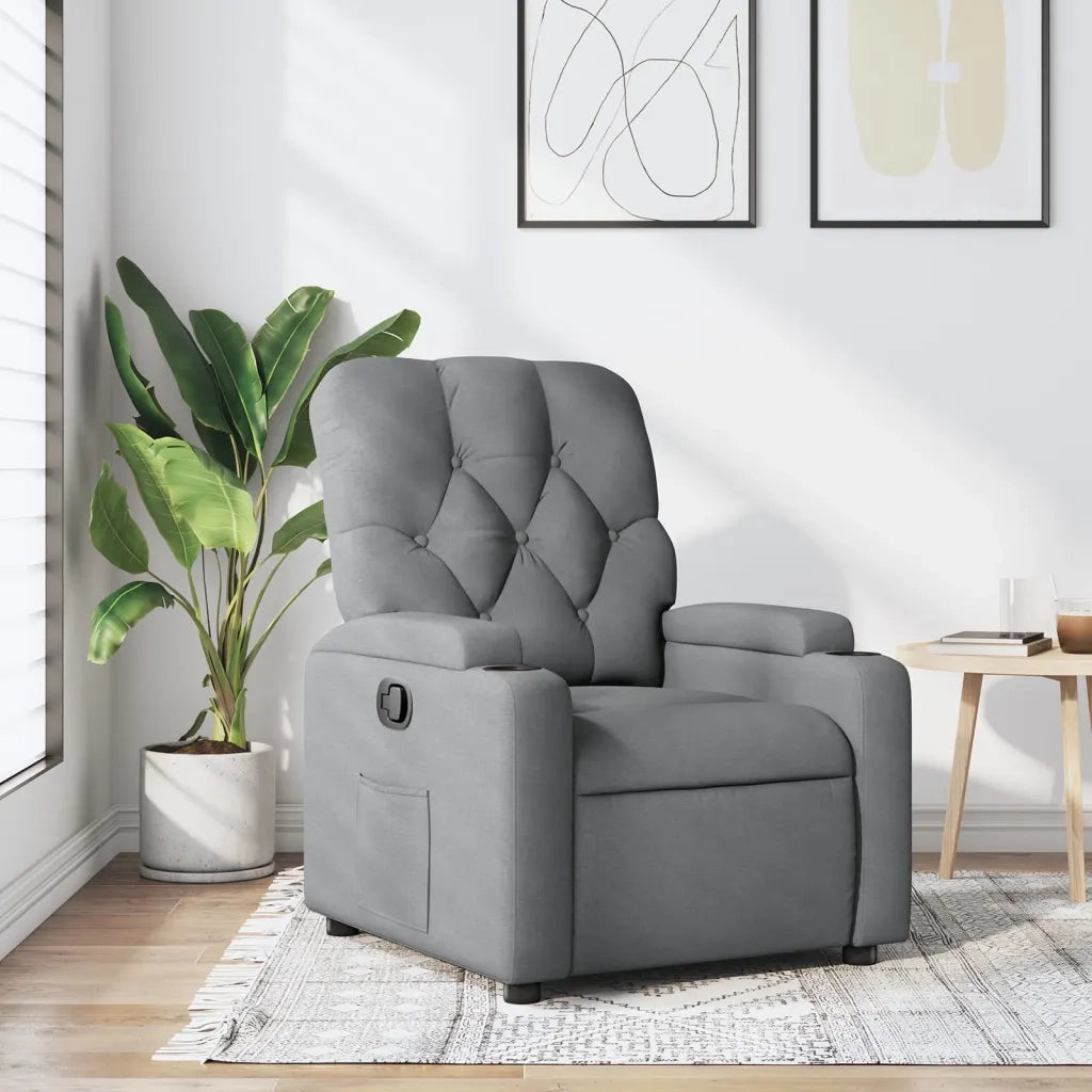 Divano Sedia-Poltrona Reclinabile in Tessuto Grigio Chiaro 508521
