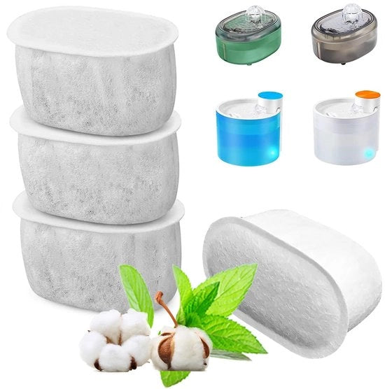 Quattro filtri di sostituzione compatibili con le fontane per animali W300/W500, fontana automatica per gatti da 2L/67oz, distributore d'acqua per animali domestici, filtro e accessori per fontane per animali