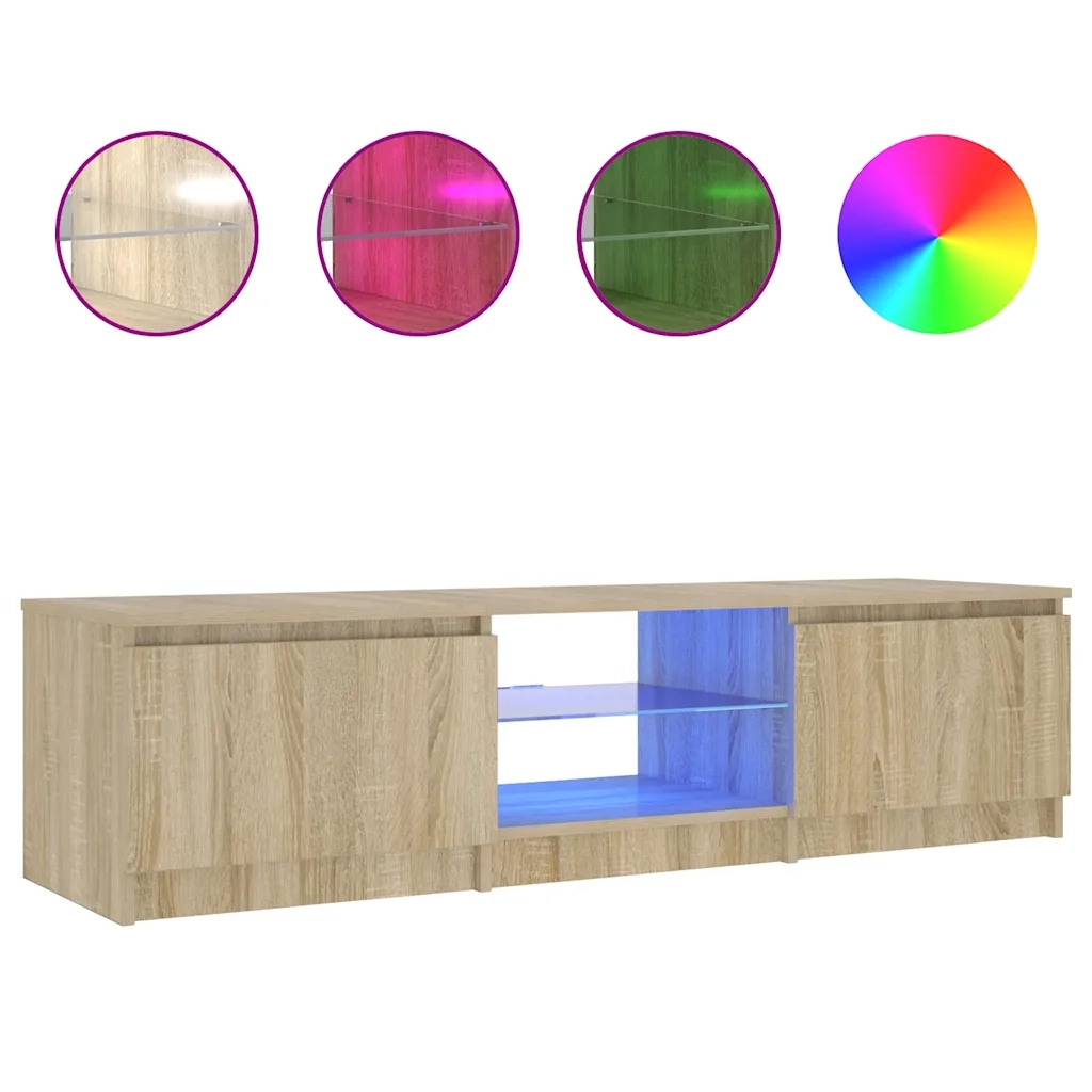 Mobile Porta TV con Luci LED Rovere Fumo 140x40x35,5 cm cod mxl 9219