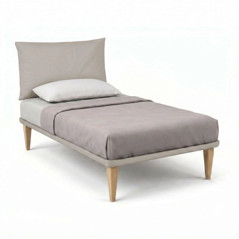 Letto imbottito Singolo 80x200 cm Soft - Similpelle,Tortora,Con rete