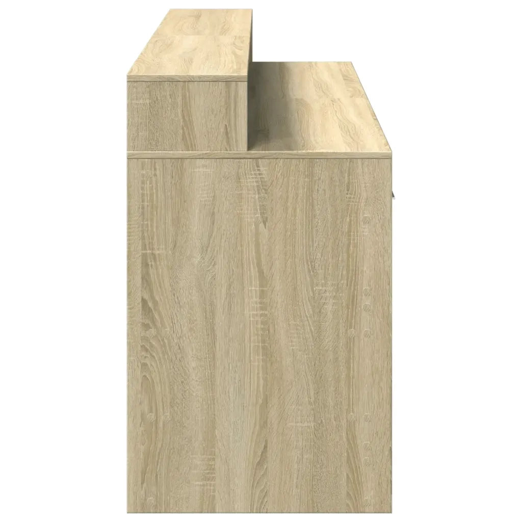Scrivania | Tavolo da Ufficio con Luci LED Rovere Sonoma 160x55x91cm in Multistrato