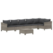 Set di mobili da giardino mobili da esterno 7 pezzi con cuscini resina intrecciata grigia 02_0017231