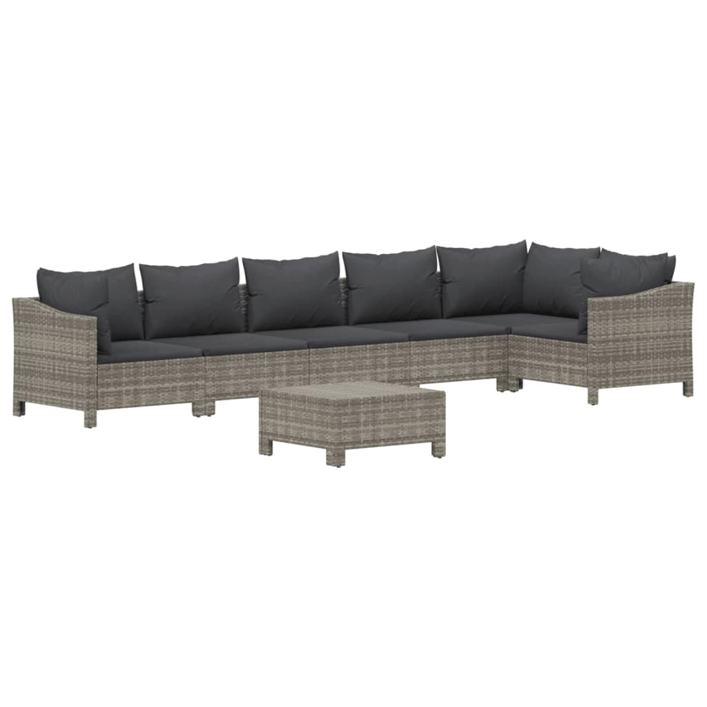 Set di mobili da giardino mobili da esterno 7 pezzi con cuscini resina intrecciata grigia 02_0017231