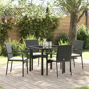 Set da Pranzo per Giardino con cuscino 5 pcs Nero polyrattan 3380079