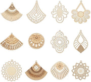 24 pezzi di decorazioni per gioielli in legno boho tema per fai da te