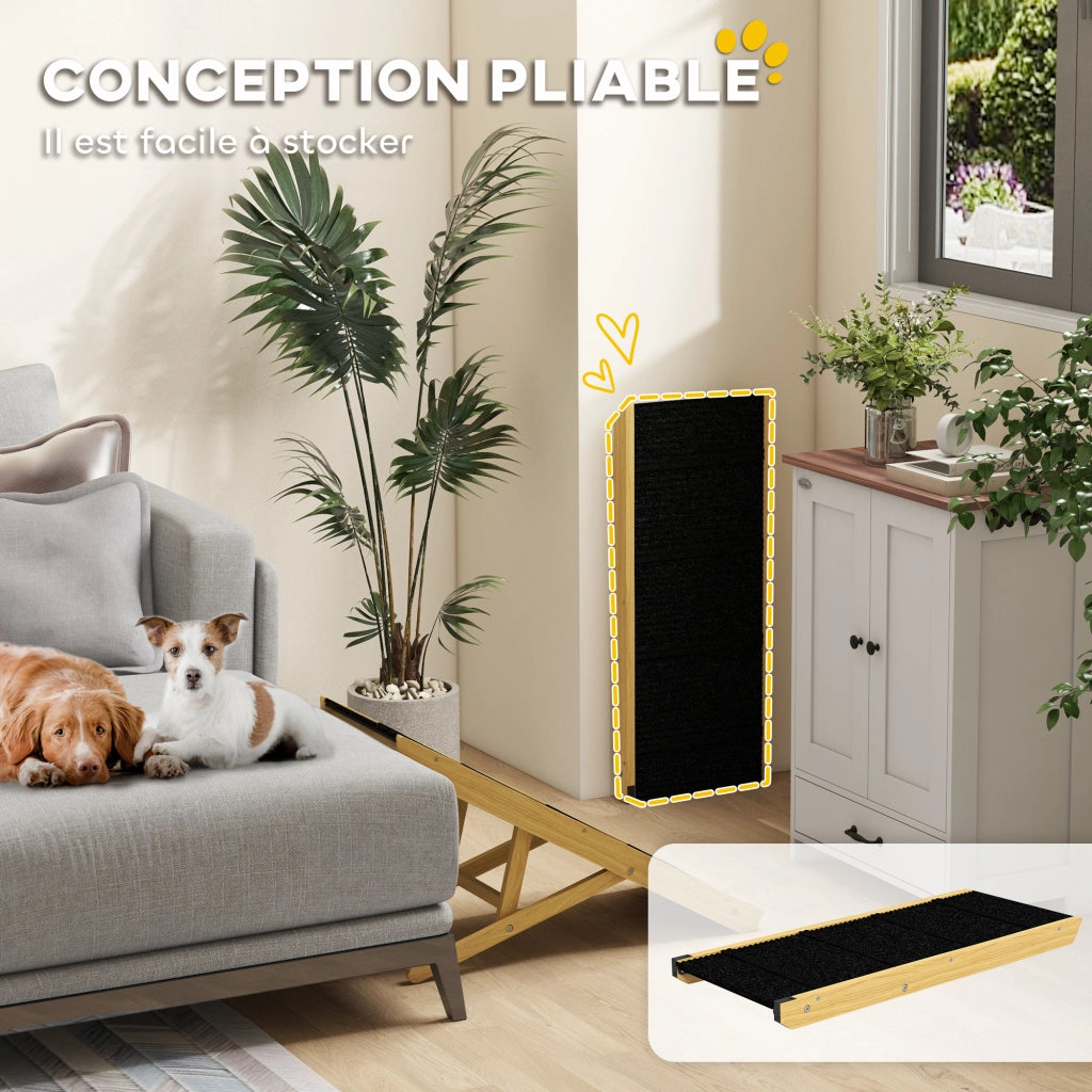 Rampa pieghevole per cani ¨C Xylo ¨C legno naturale, 83,5x35x47,5 cm