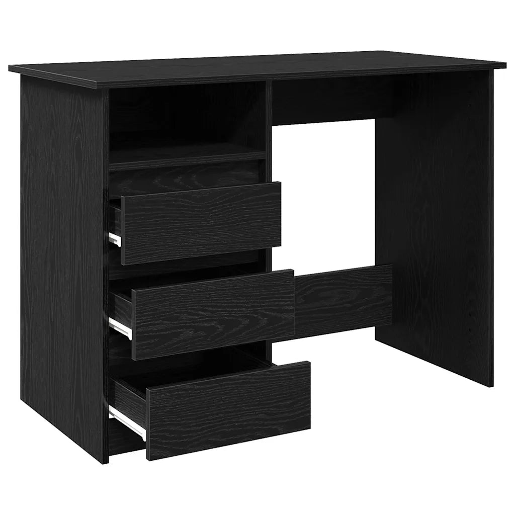 Scrivania | Tavolo da Ufficio Nera 102x50x75 cm in Legno Multistrato
