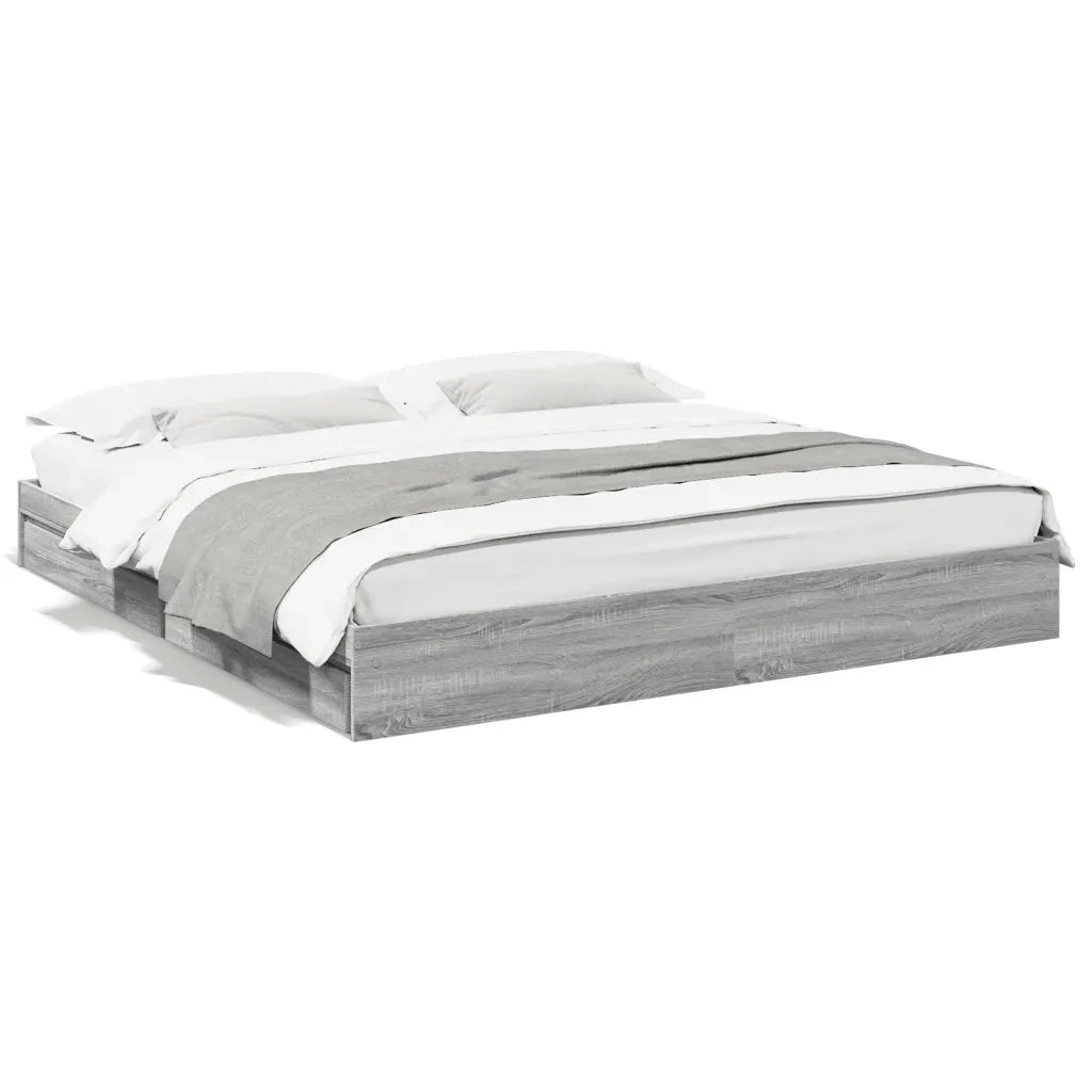 Giroletto Cassetti Grigio Sonoma 200x200 cm Legno Multistrato