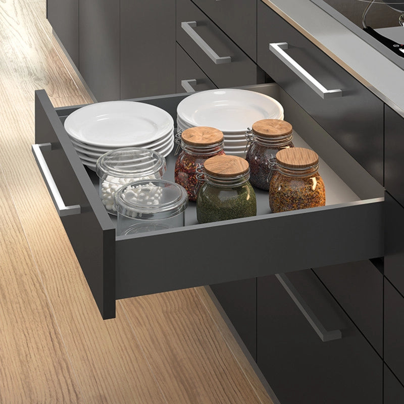 Cassetto esterno Vertex con regolazione 3D altezza 178mm, 40kg, spessore del pannello di 18mm, profondità 350mm, Acciaio