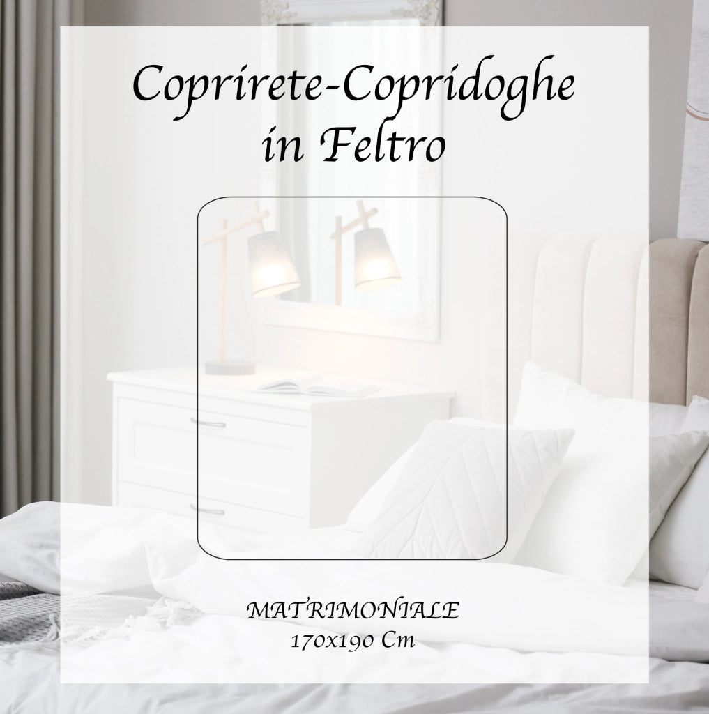 Coprirete In Feltro Anallergico Traspirante Con Lacci E Ganci Proteggi Doghe Lavabile Antiacaro Prodotto Italiano - Bianco - 170x190cm