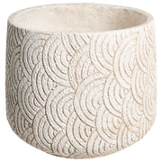 Vaso da fiori beige chiaro in fibra di argilla verniciata per interni ed esterni, rotondo, 31 x 31 x 29 cm alto design moderno soggiorno giardino