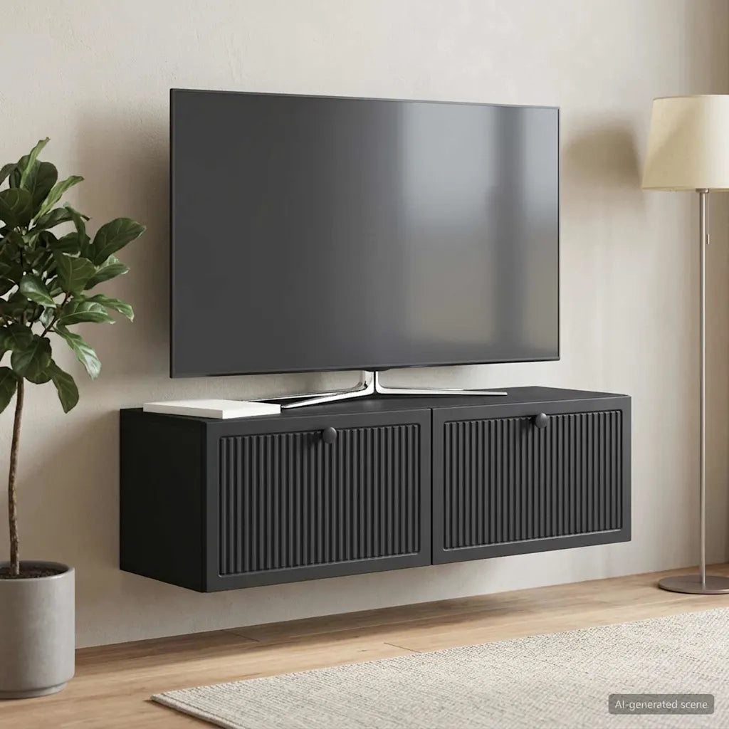 Mobile Porta TV da Muro Montaggio a parete Nero 98 x 31 x 30 cm 898046
