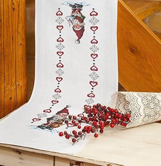 Bordurante tessuto loper 40 x 100 cm punto croce anticipato in 100% cotone set di punto per cucire a maglia invernale Natale.