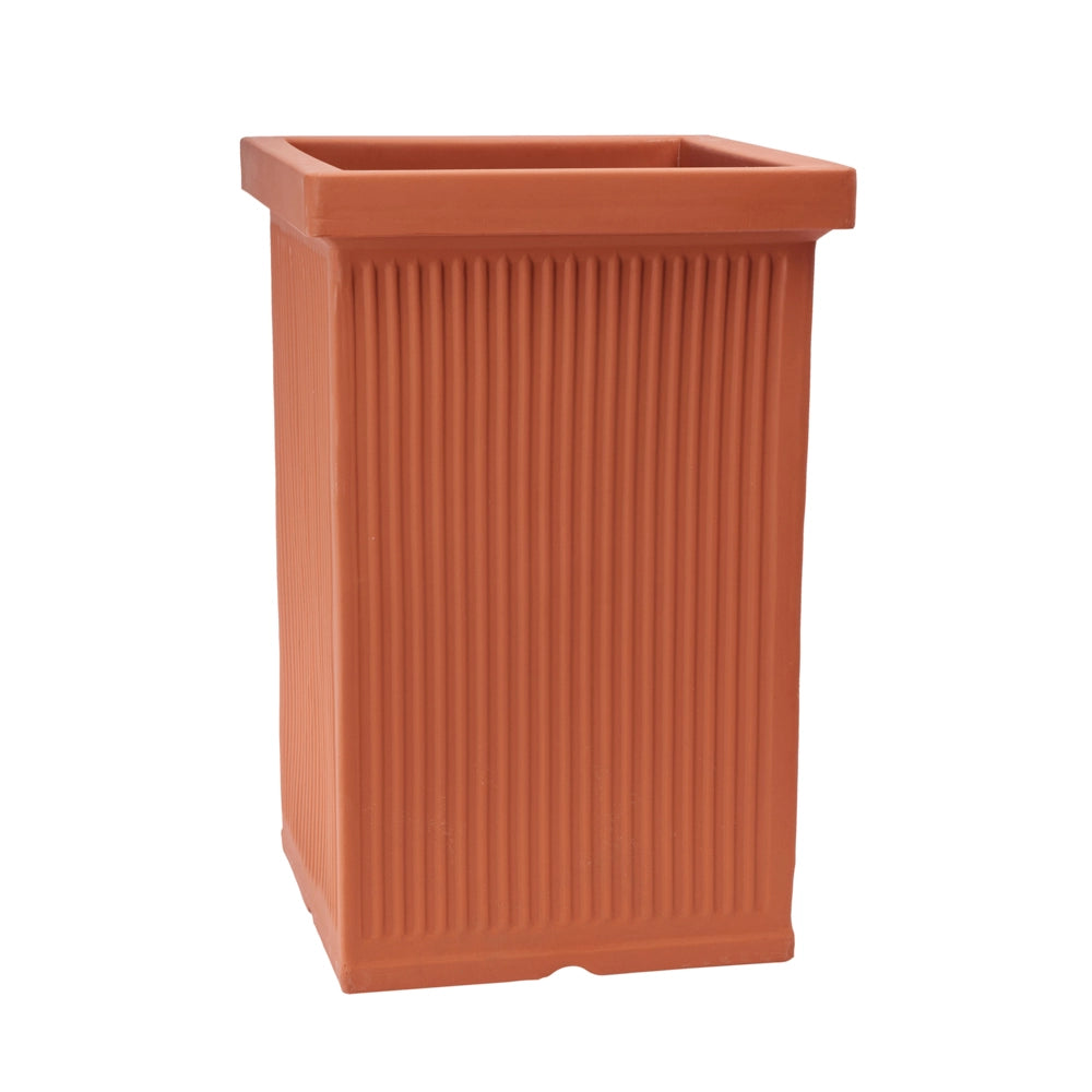 Garden Italia Vaso per Piante Quadro Millerighe Alto GQMH 42×63 cm in Resina – Resistente al Gelo e Antiurto Colore: TERRACOTTA