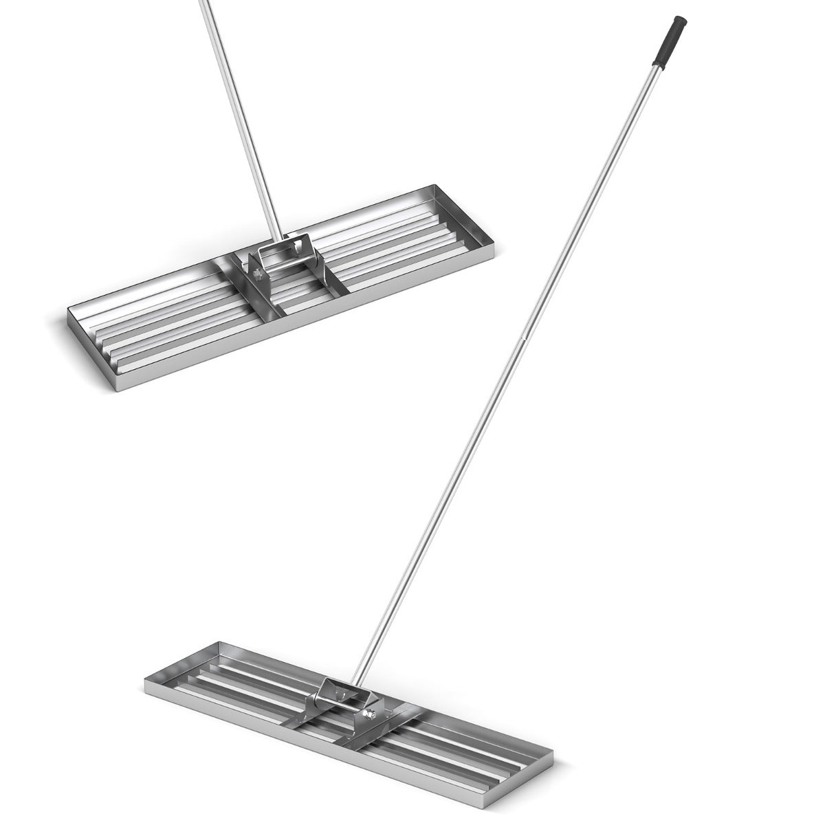 Rastrello livellatore per prato cortile, Livellatore giardino con impugnatura ergonomica e piastra 91x25cm Argento-Attrezzi da giardino