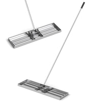 Rastrello livellatore per prato cortile, Livellatore giardino con impugnatura ergonomica e piastra 91x25cm Argento-Attrezzi da giardino