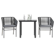 Set da Pranzo da Giardino 3 pz con Cuscini Polyrattan Vetro