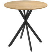 Tavolo da Pranzo Rotondo Stile Industriale Ø80x75 cm con Gambe a Croce in Acciaio Colore Quercia