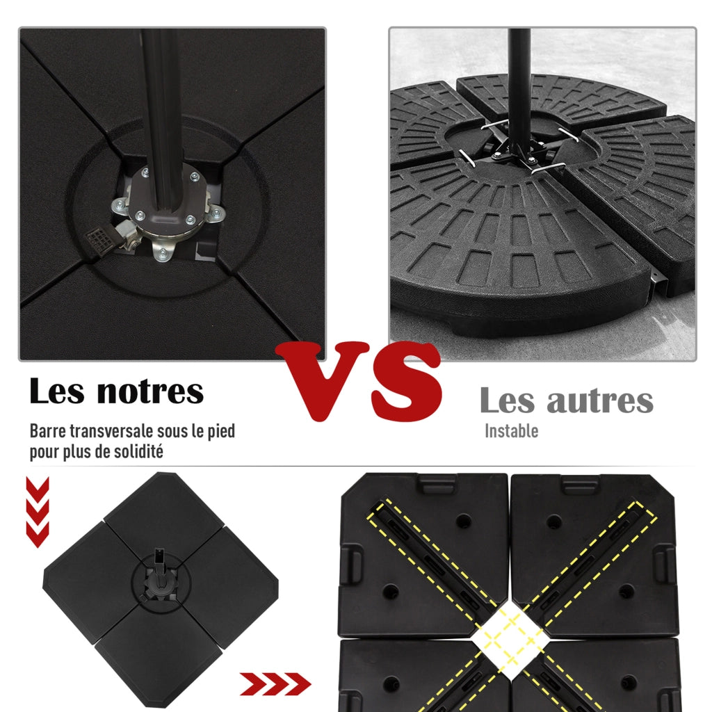 Base per parasole 4 pezzi in HDPE nero ¨C zephmum ¨C 100x100x9,5 cm