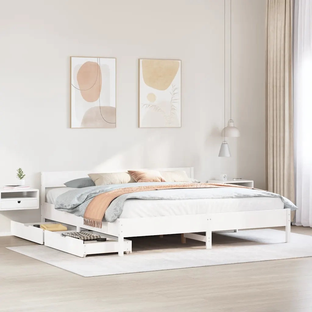 Letto senza Materasso Bianco 160x200 cm Legno Massello di Pino 3301744